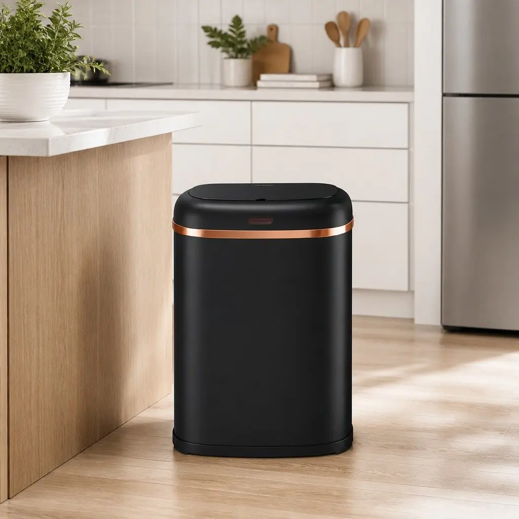 Automatic Rubbish Bin Steel 38L Black