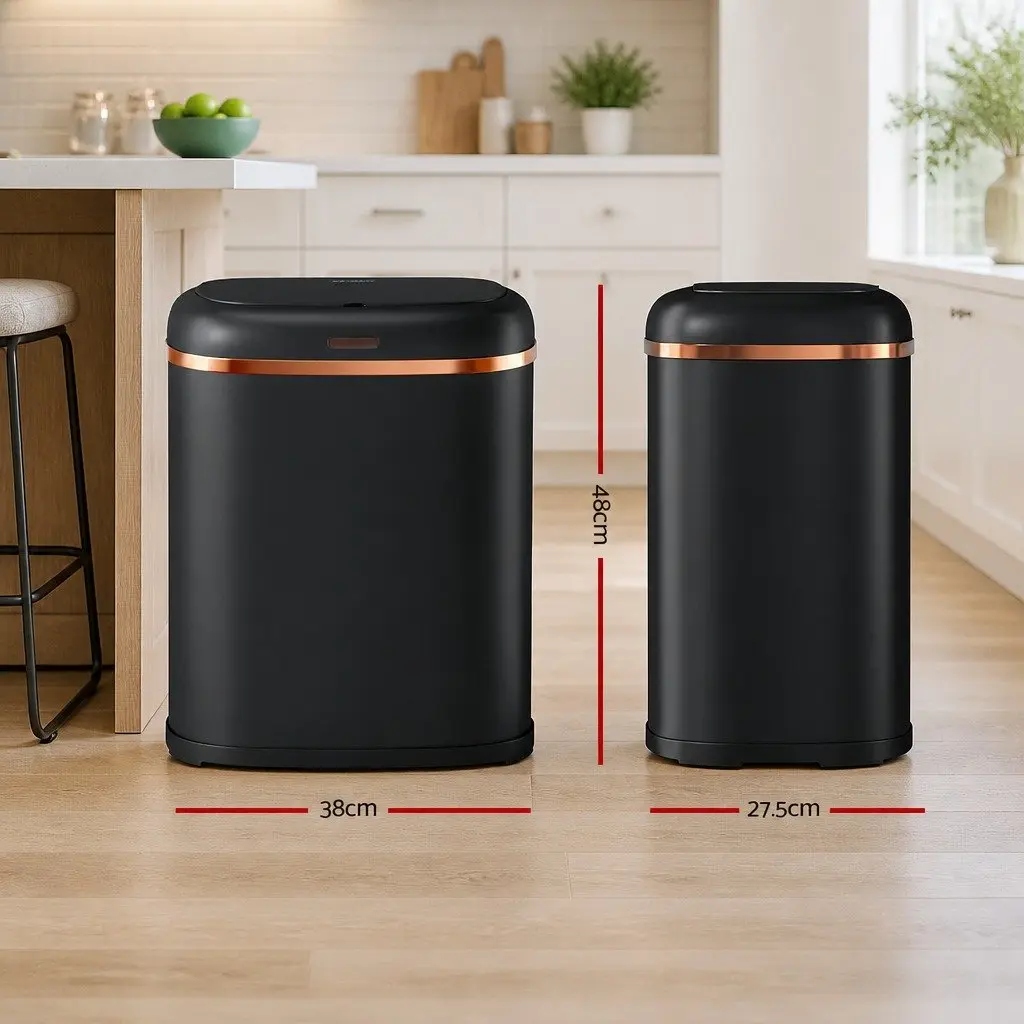 Automatic Rubbish Bin Steel 38L Black