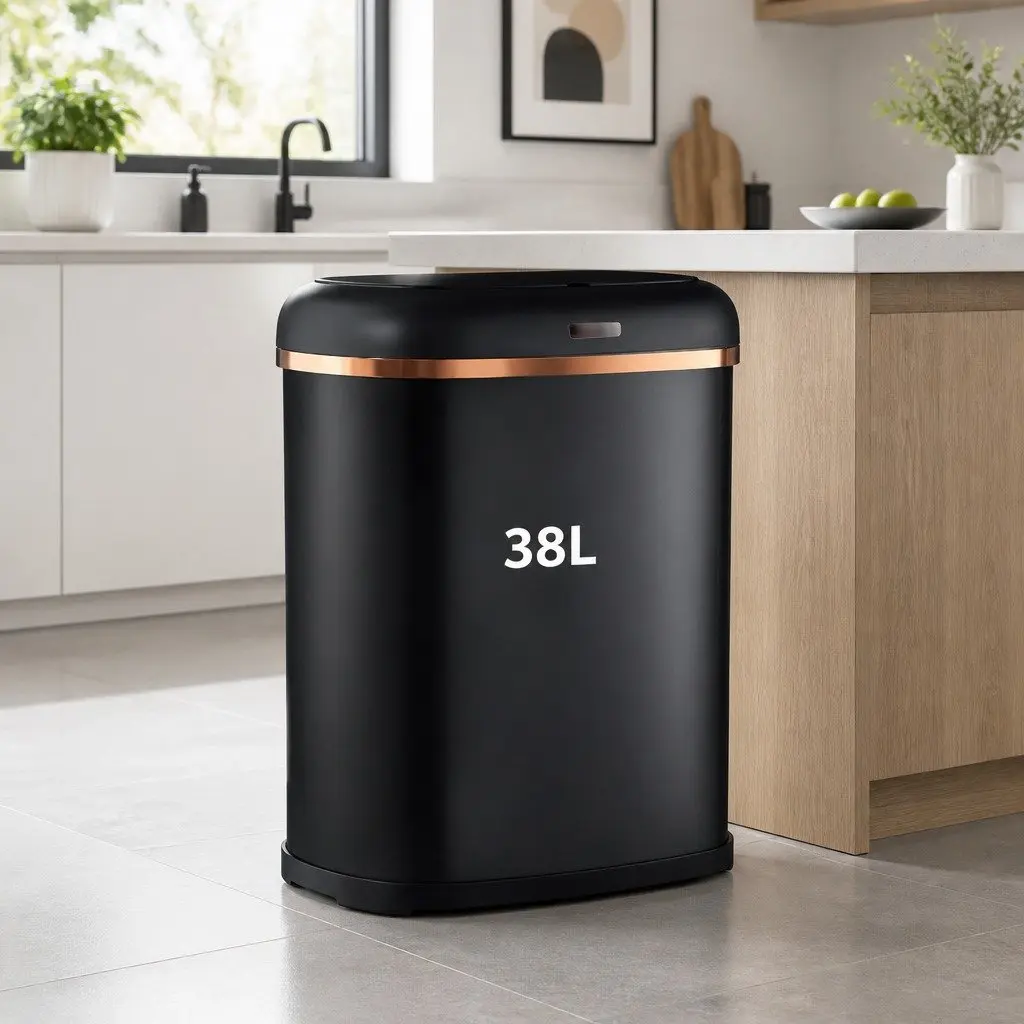 Automatic Rubbish Bin Steel 38L Black
