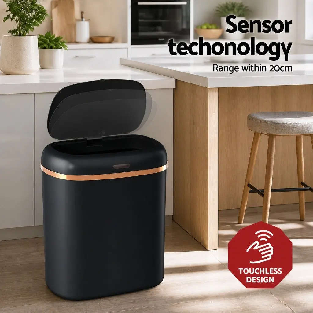 Automatic Rubbish Bin Steel 38L Black