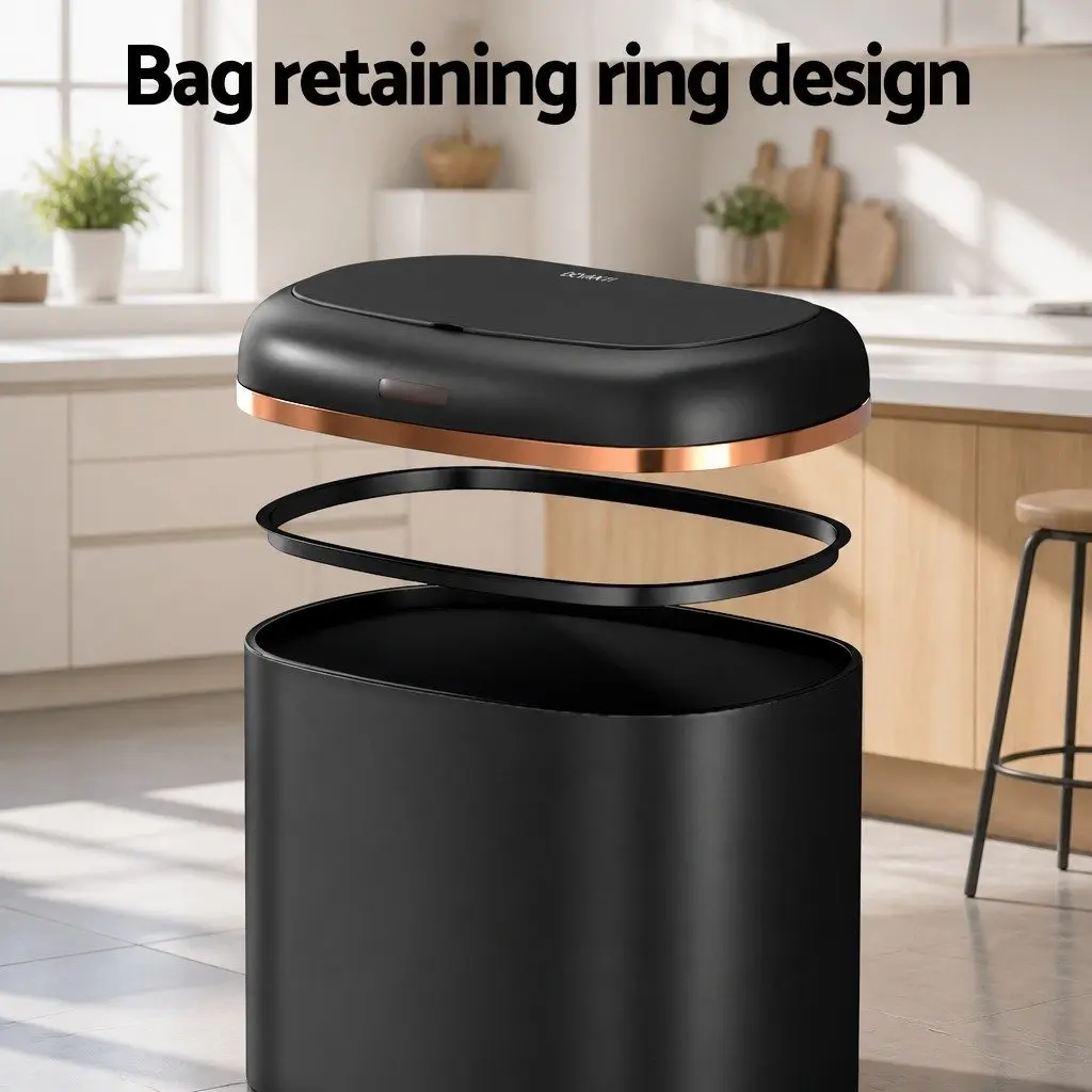 Automatic Rubbish Bin Steel 38L Black