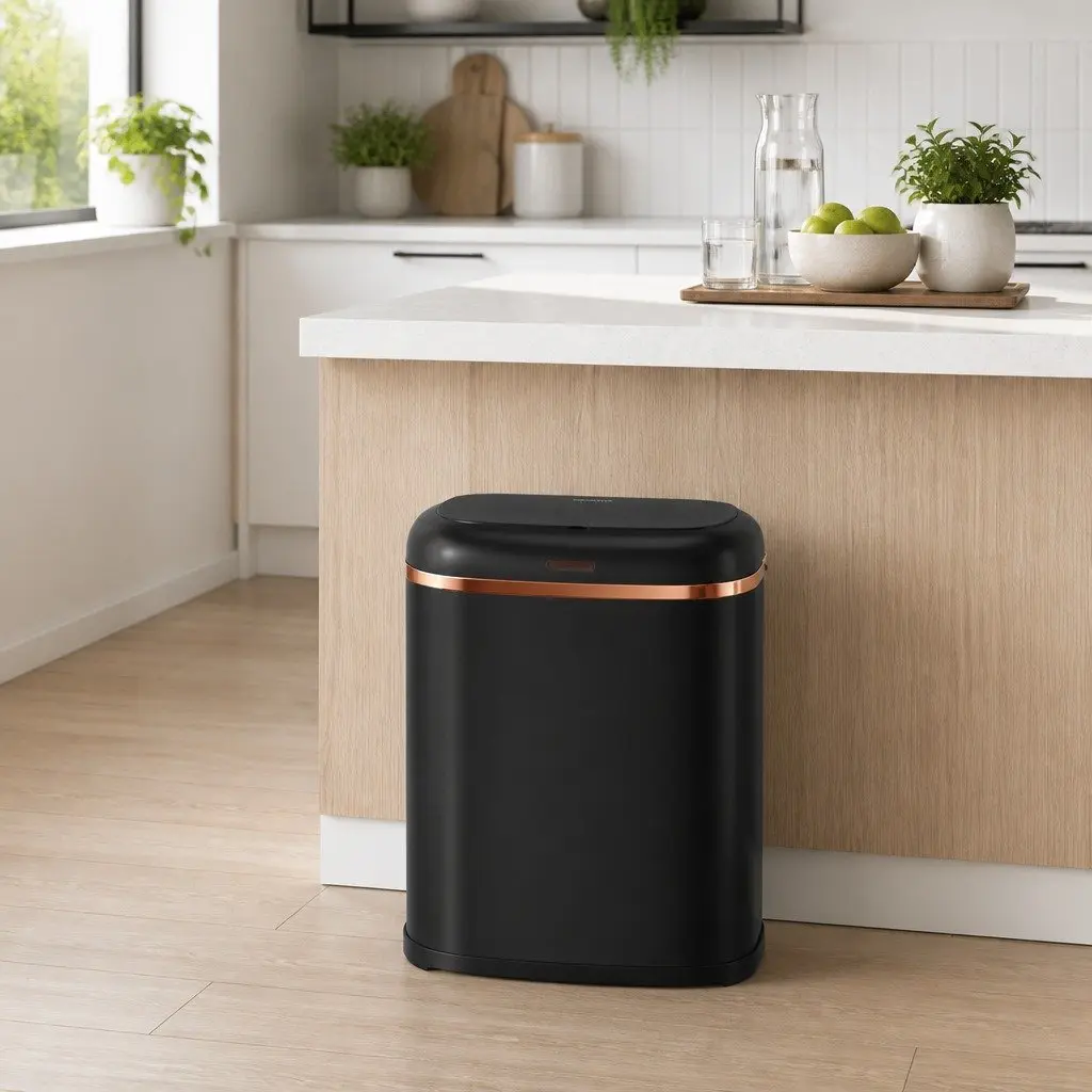 Automatic Rubbish Bin Steel 38L Black