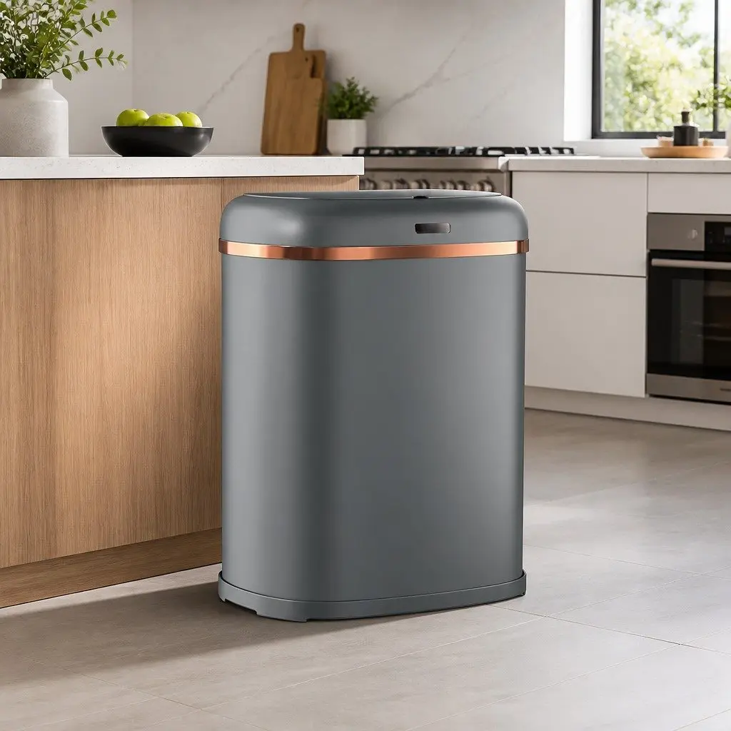 Automatic Bin Motion Sensor Steel 38L Grey Kitchen Trash Can Hands-Free