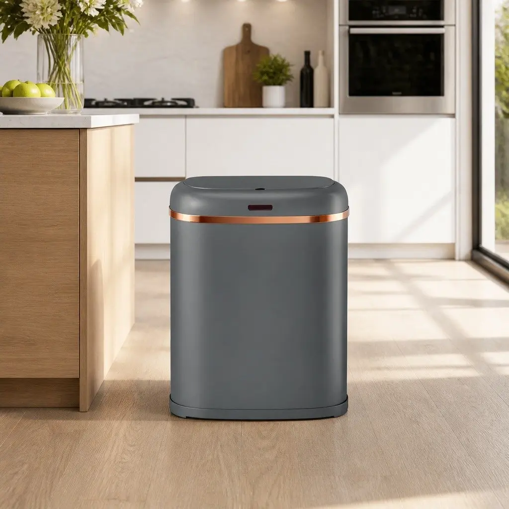 Automatic Bin Motion Sensor Steel 38L Grey Kitchen Trash Can Hands-Free