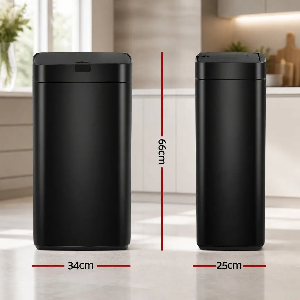 Automatic Bin Motion Sensor 45L Black Steel