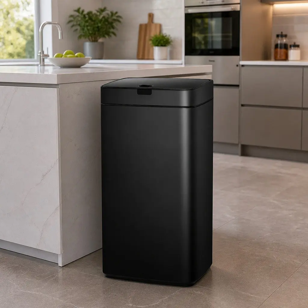 Automatic Bin Motion Sensor 45L Black Steel