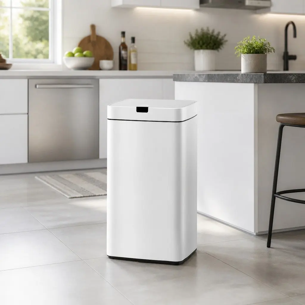 Automatic Bin Motion Sensor 45L Steel White Hands-Free Kitchen Waste Disposal