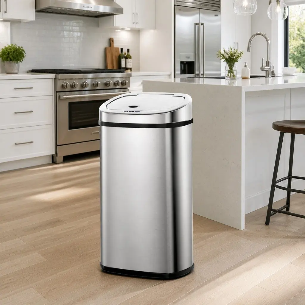 Automatic Bin Stainless Steel 50L Silver Kitchen Motion Sensor Rubbish Bin
