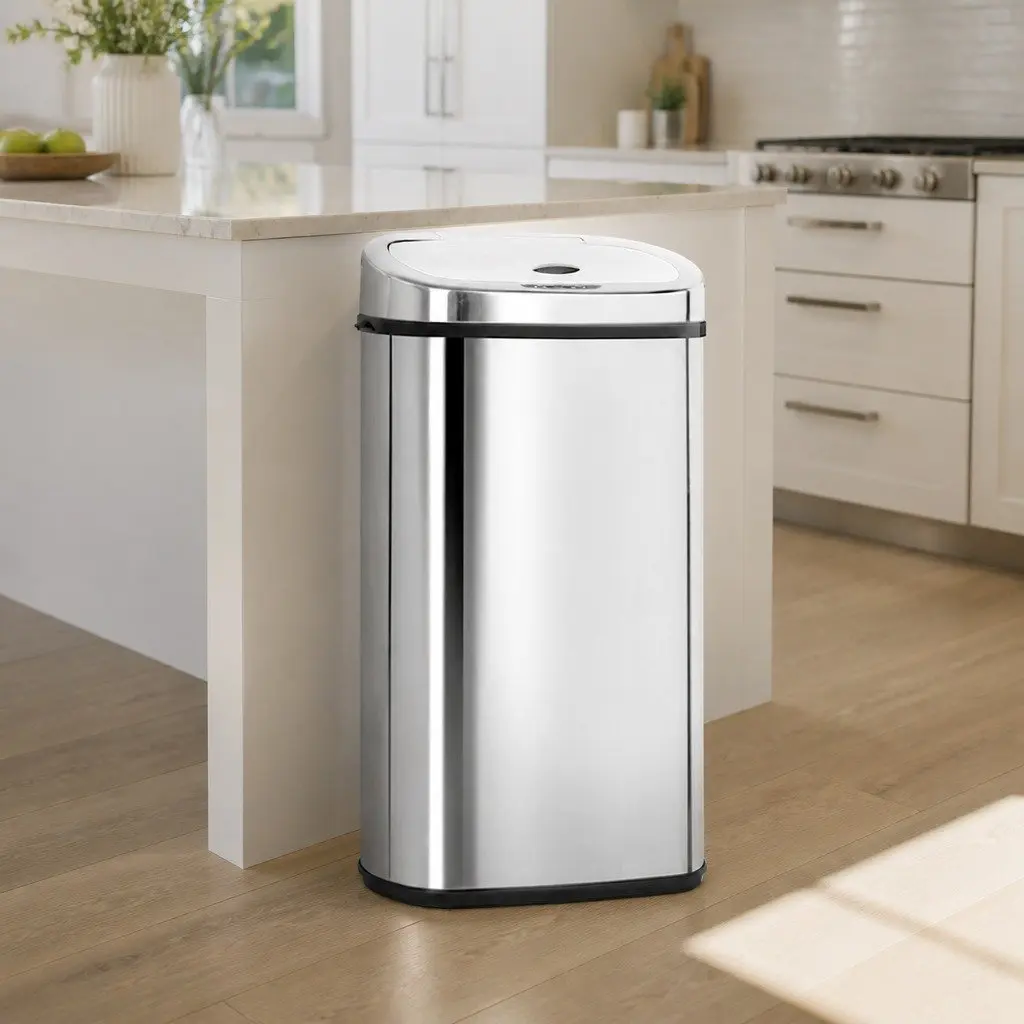 Automatic Bin Stainless Steel 50L Silver Kitchen Motion Sensor Rubbish Bin