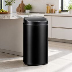Motion Sensor Automatic Rubbish Bin 58L Hands-Free Kitchen Waste Black Steel