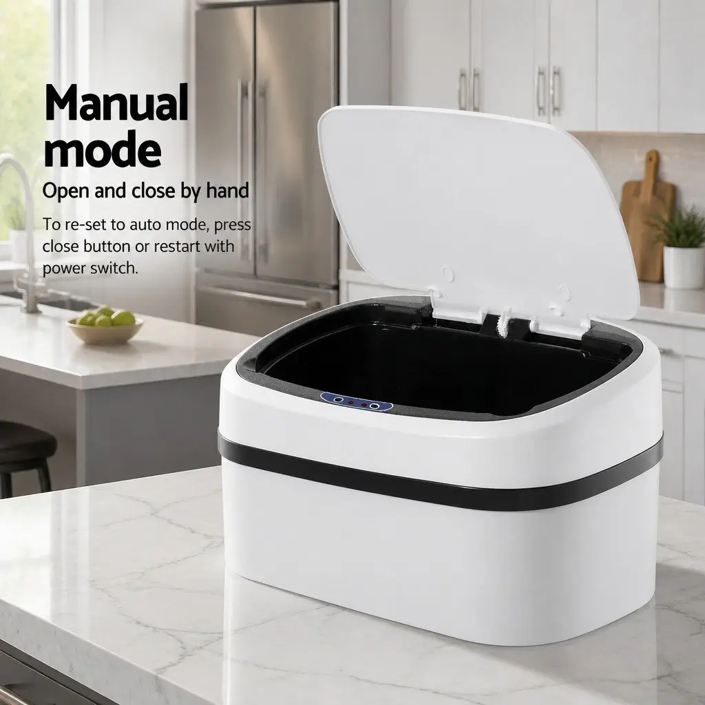Automatic Motion Sensor Rubbish Bin 58L Steel White