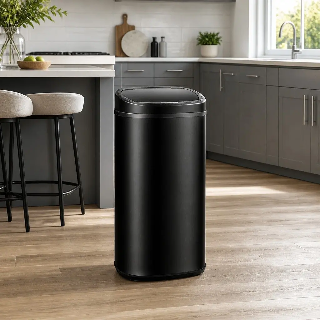 Automatic Bin Motion Sensor 68L Black Steel