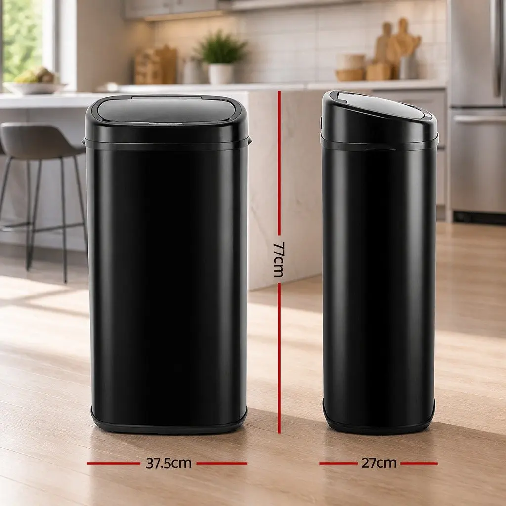 Automatic Bin Motion Sensor 68L Black Steel
