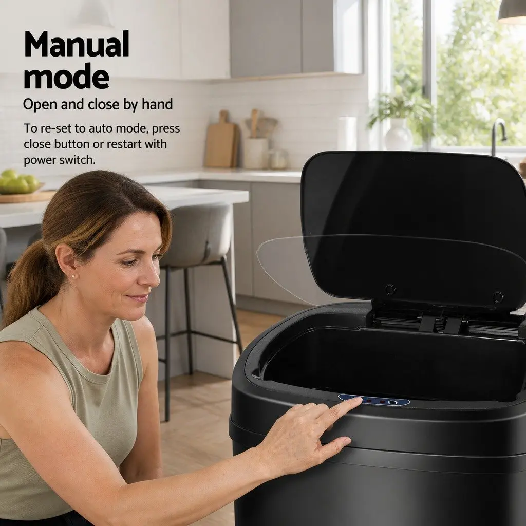 Automatic Bin Motion Sensor 68L Black Steel