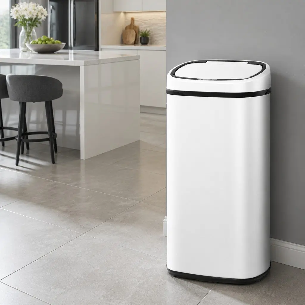 Automatic Bin White Steel 68L Kitchen Hands-Free Motion Sensor