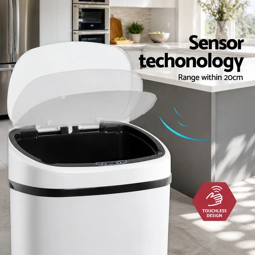 Automatic Bin White Steel 68L Kitchen Hands-Free Motion Sensor