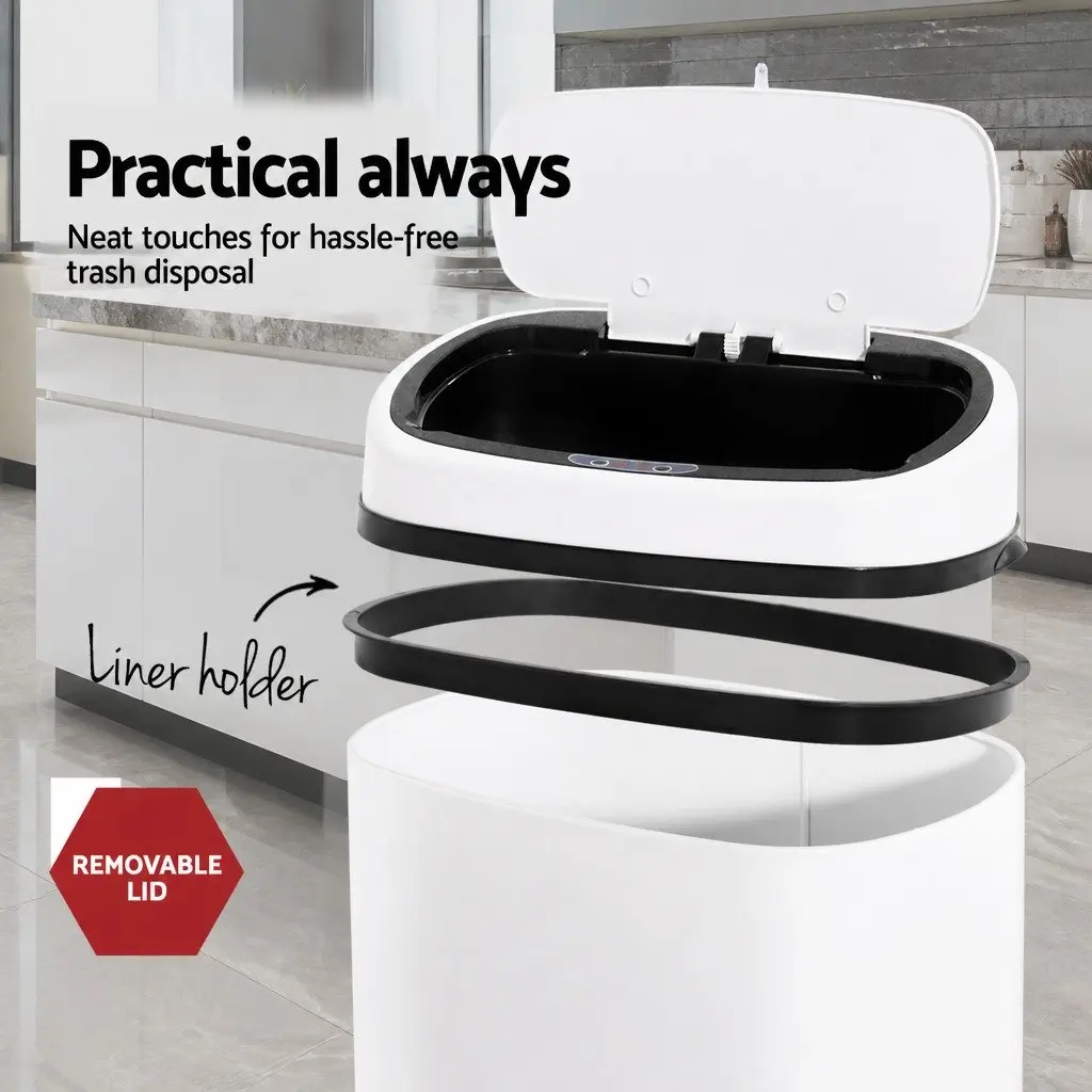 Automatic Bin White Steel 68L Kitchen Hands-Free Motion Sensor