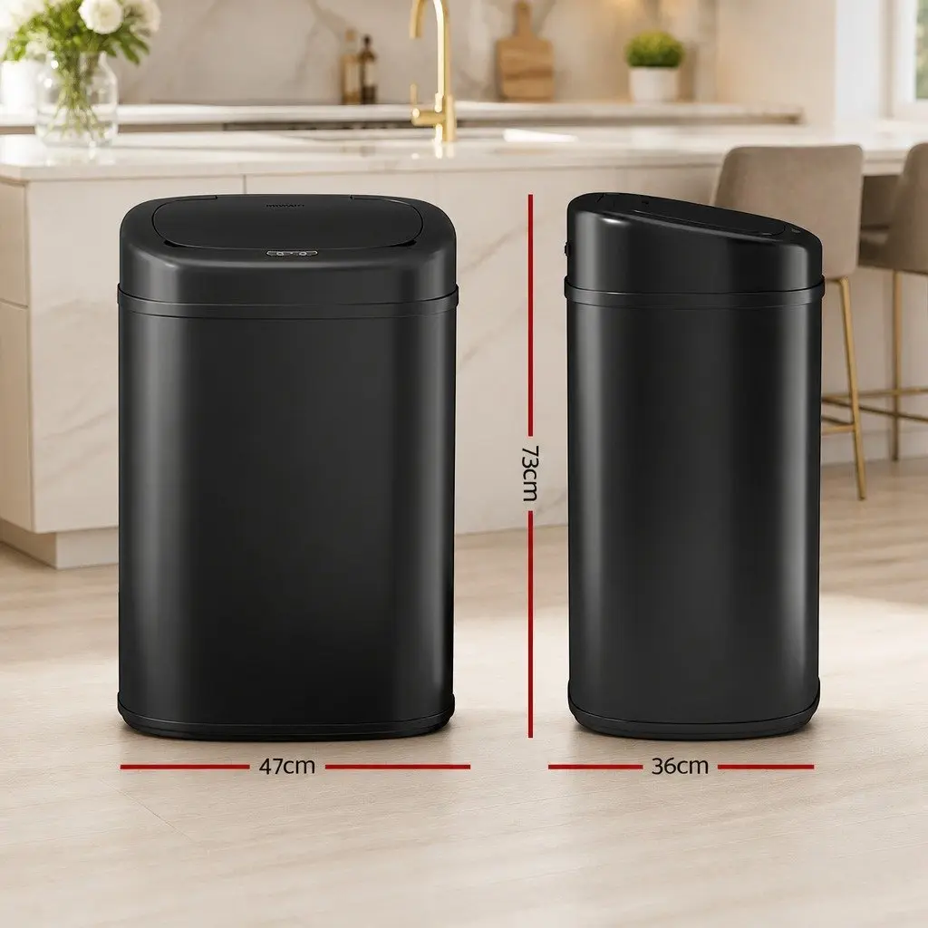 Automatic Motion Sensor Bin 82L Black Steel Hands-Free Kitchen