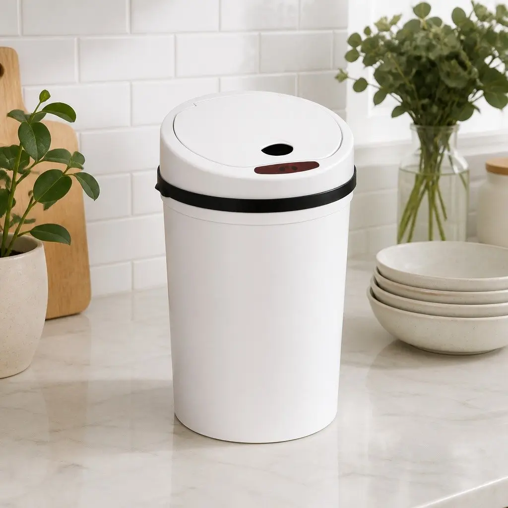 Automatic Trash Can Sensor Bin 9L White Compact PP ABS
