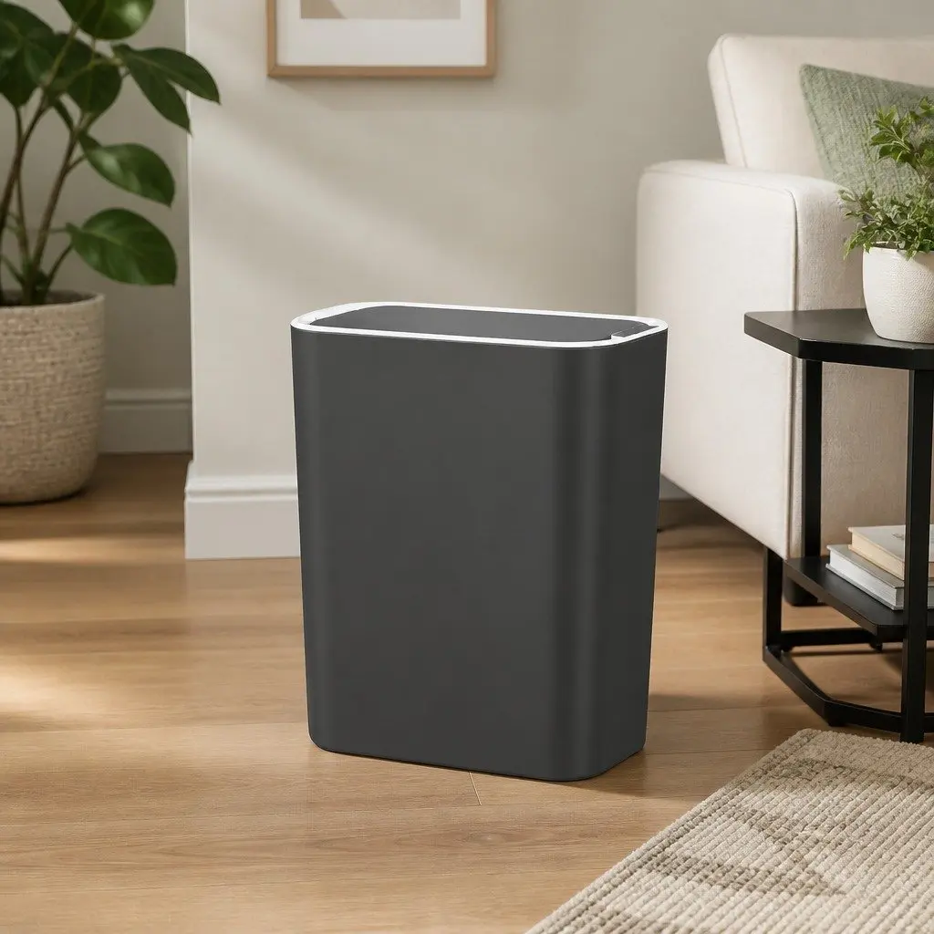 9L Automatic Motion Sensor Rubbish Bin ABS Plastic Space-Saving Ash Black