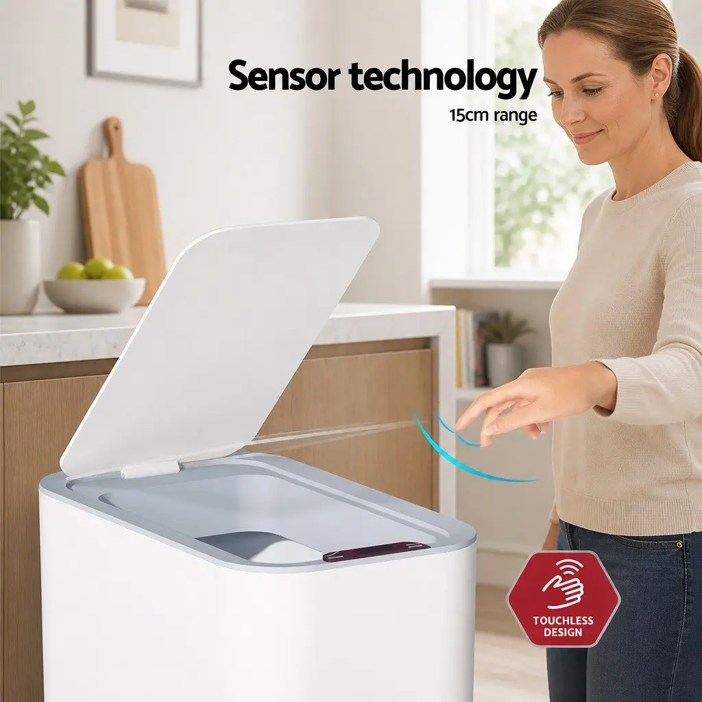 Automatic Rubbish Bin ABS Plastic 9L White