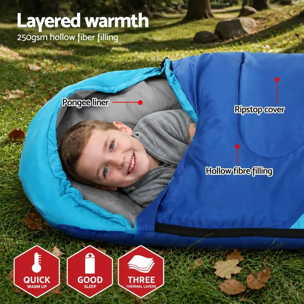 Kids Sleeping Bag Set of 2 Thermal 172cm Pink Blue Polyester Pongee Water-resistant Lightweight