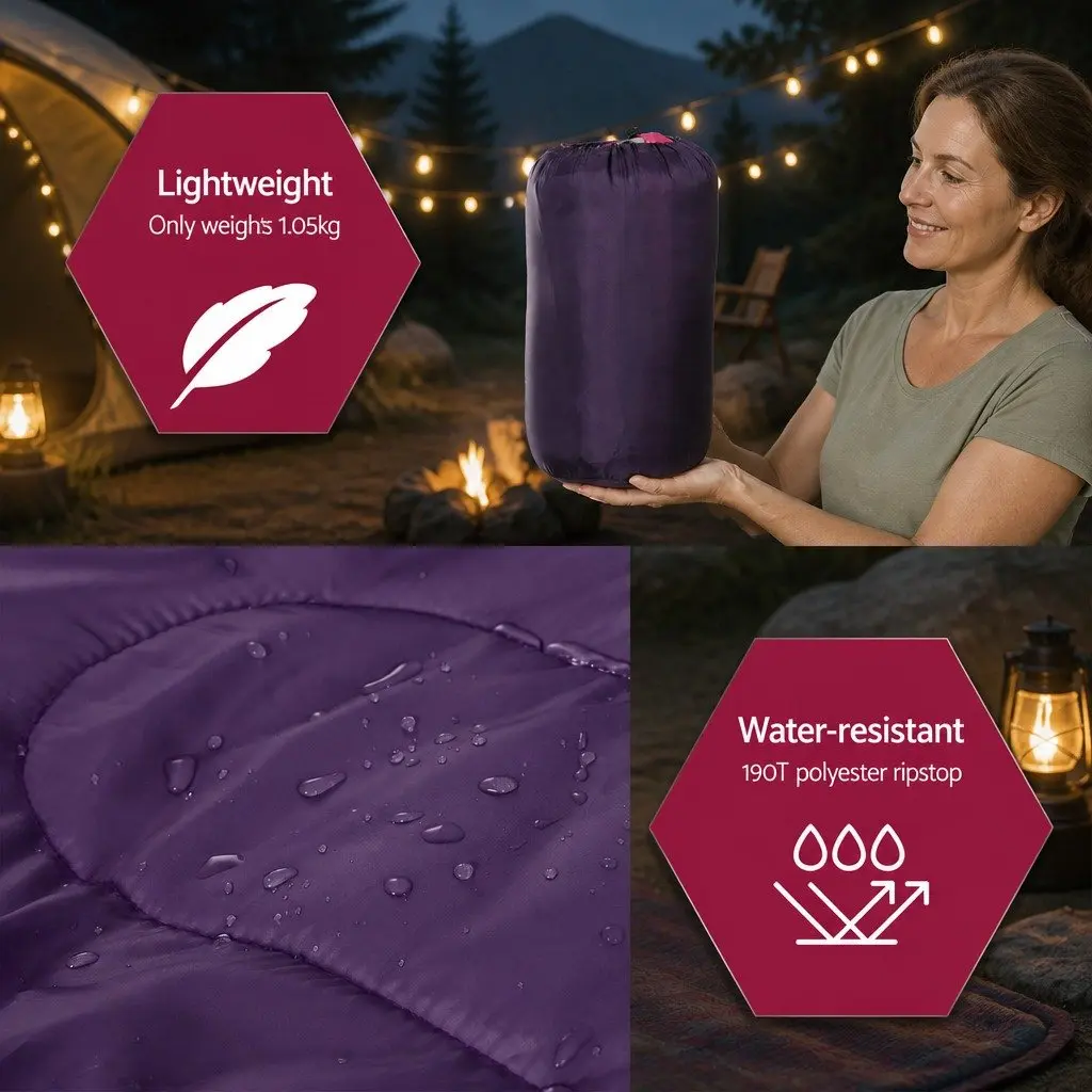 Kids Sleeping Bag Set of 2 Thermal 172cm Pink Blue Polyester Pongee Water-resistant Lightweight