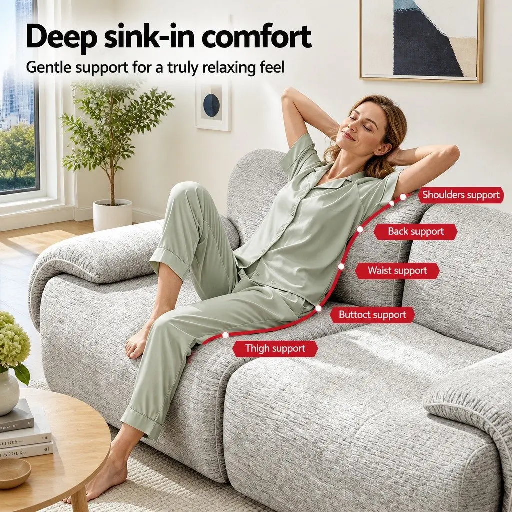 2 Seater Sofa Couch Bed Modular High-Density Foam Light Grey
