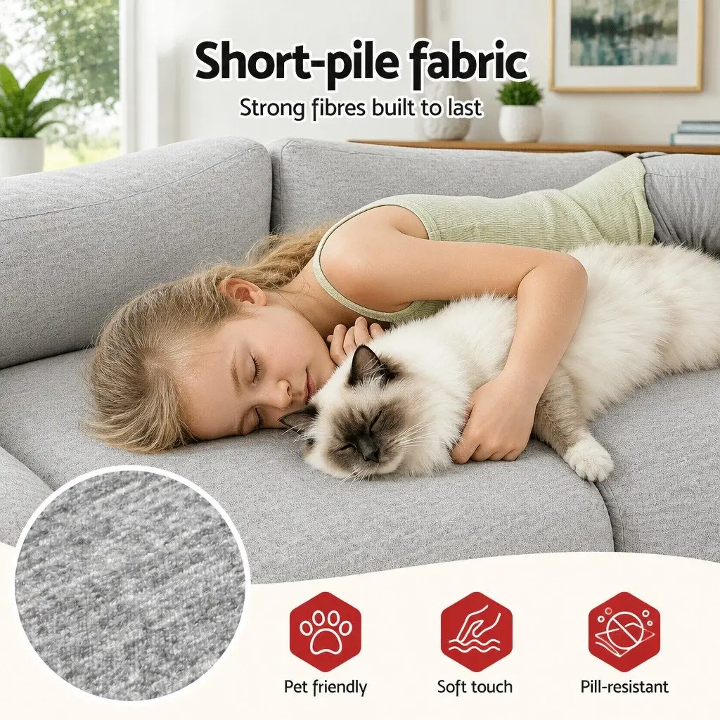 2 Seater Sofa Couch Bed Modular High-Density Foam Light Grey