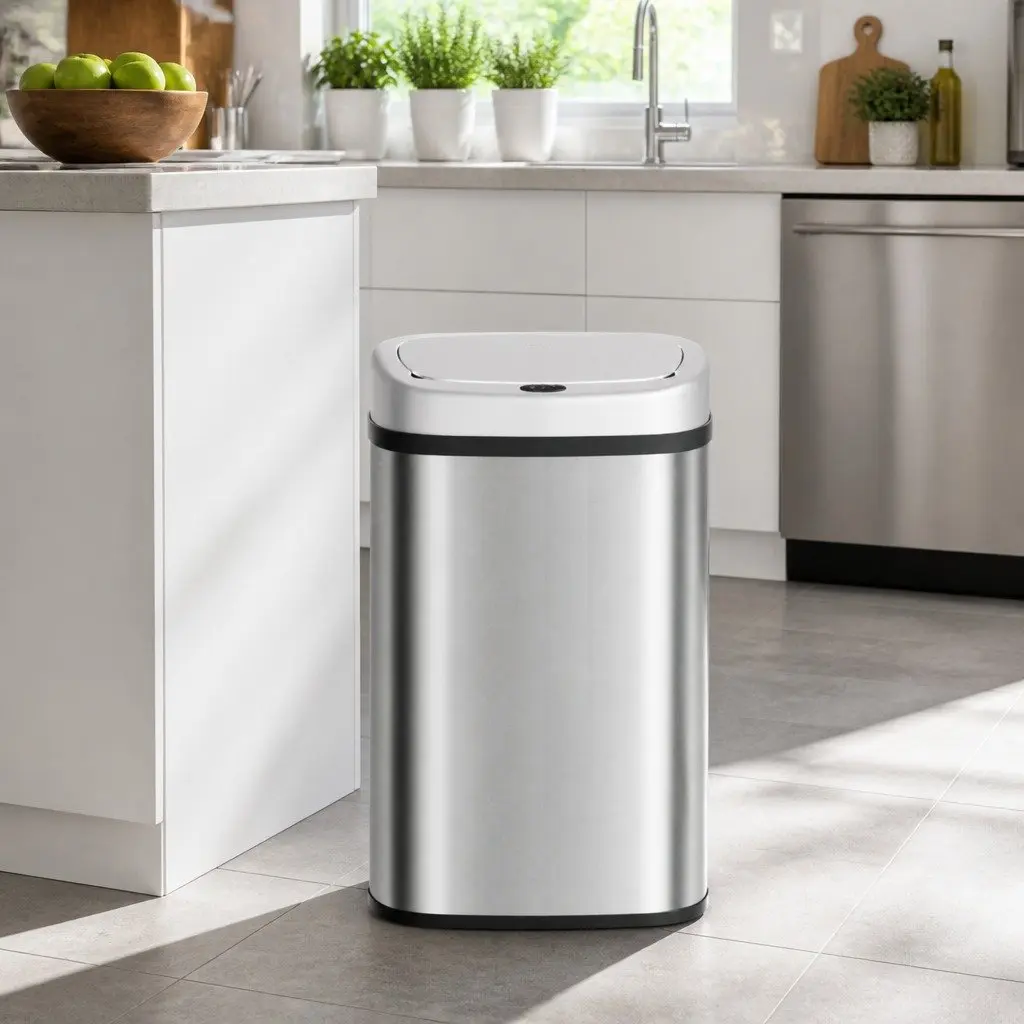 Automatic Motion Sensor Rubbish Bin Stainless Steel 50L Silver