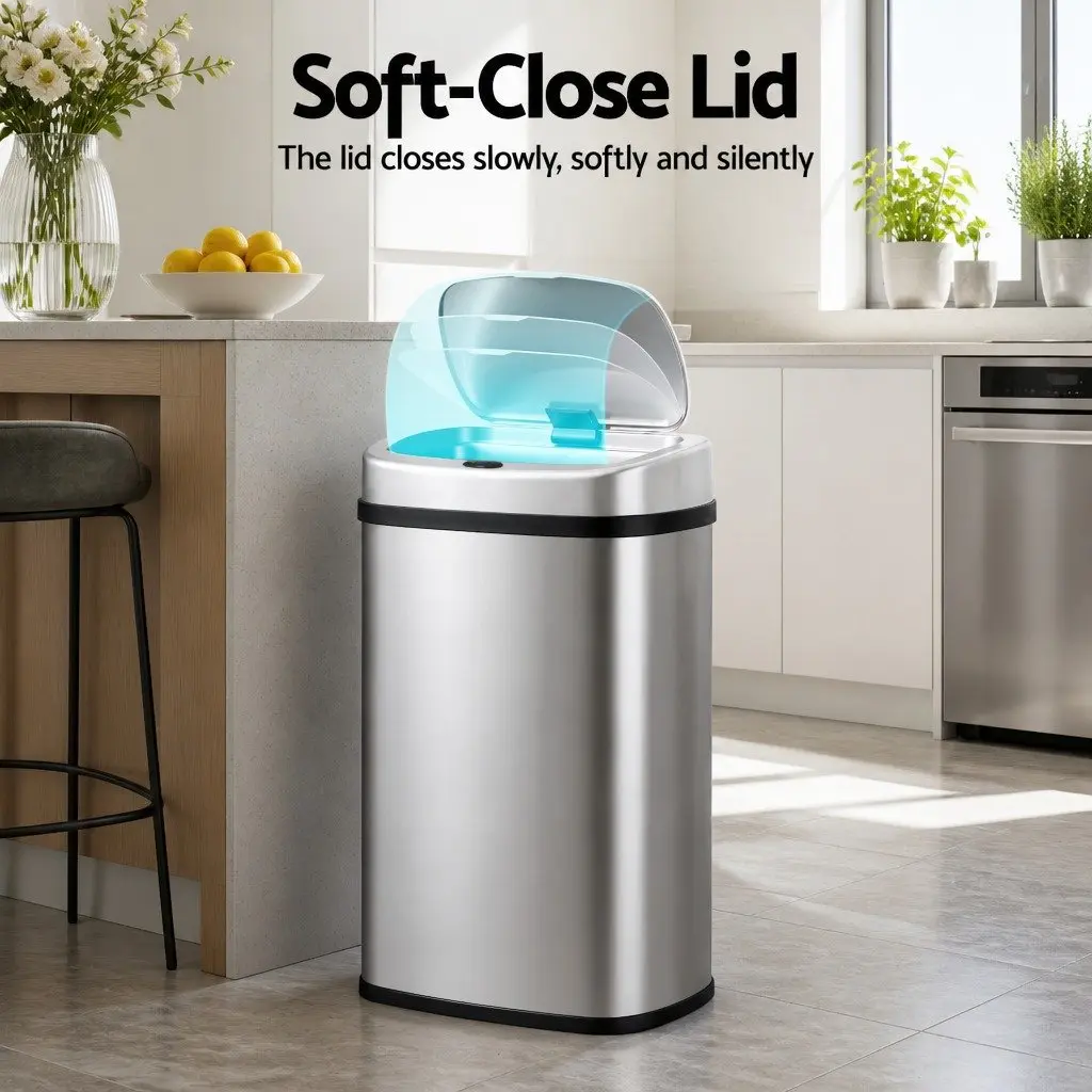 Automatic Motion Sensor Rubbish Bin Stainless Steel 50L Silver