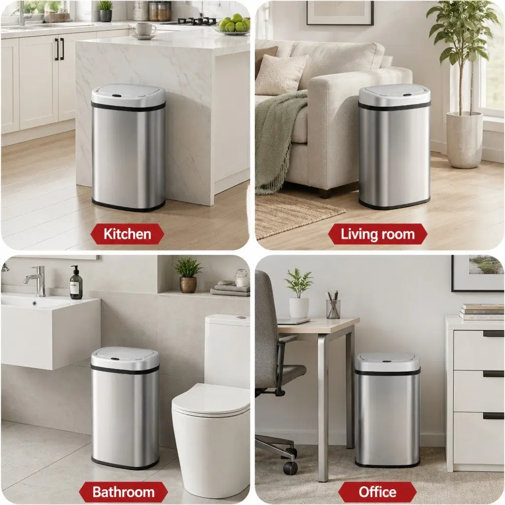 Automatic Motion Sensor Rubbish Bin Stainless Steel 50L Silver