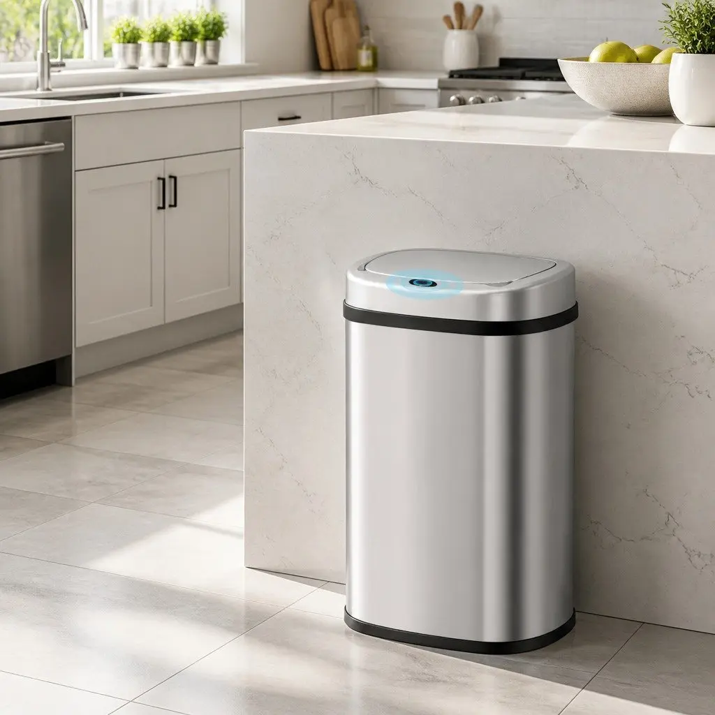 Automatic Motion Sensor Rubbish Bin Stainless Steel 50L Silver