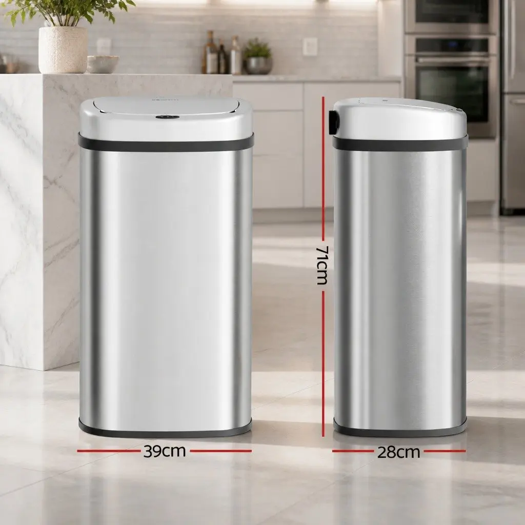 Automatic Rubbish Bin Stainless Steel 60L Silver
