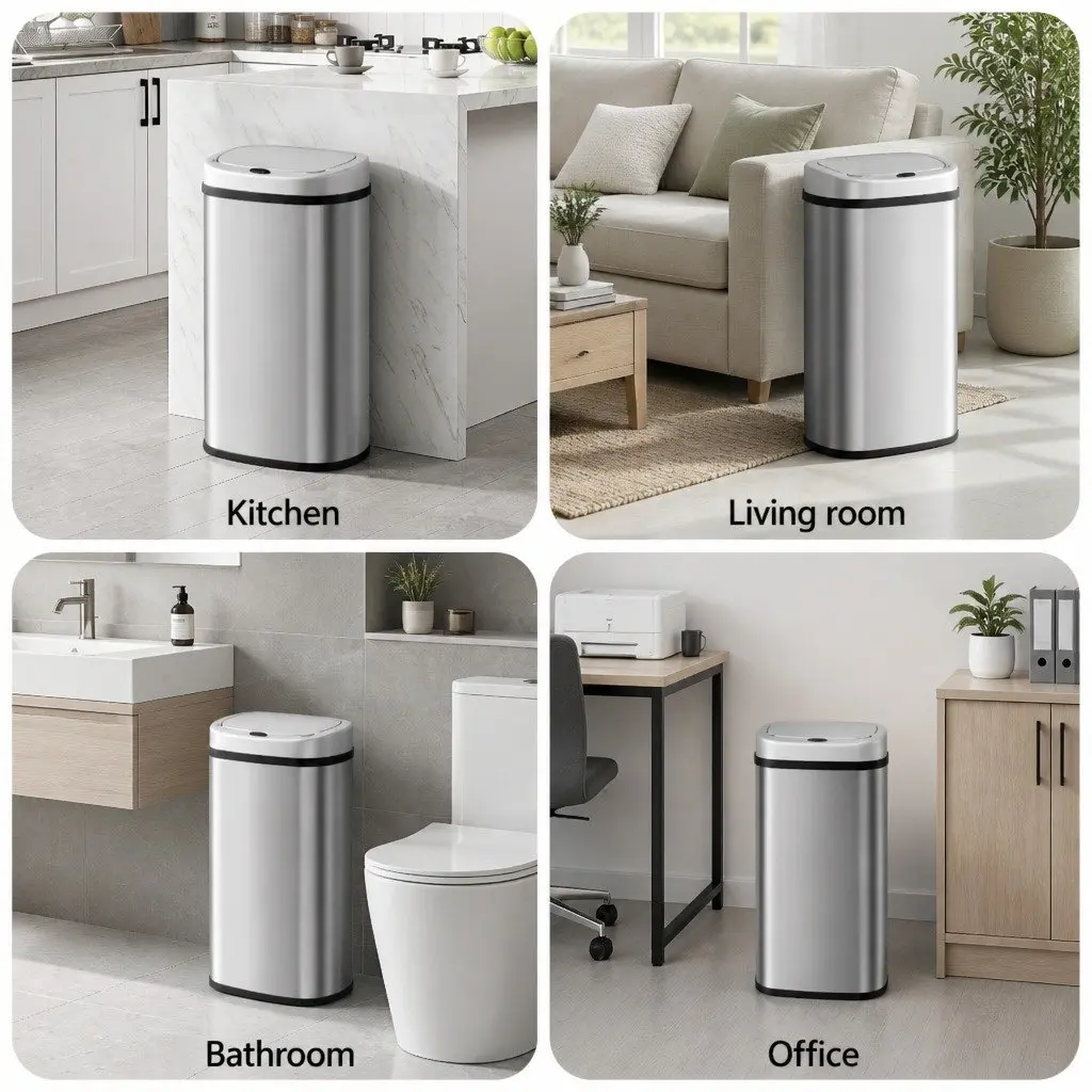 Automatic Rubbish Bin Stainless Steel 60L Silver