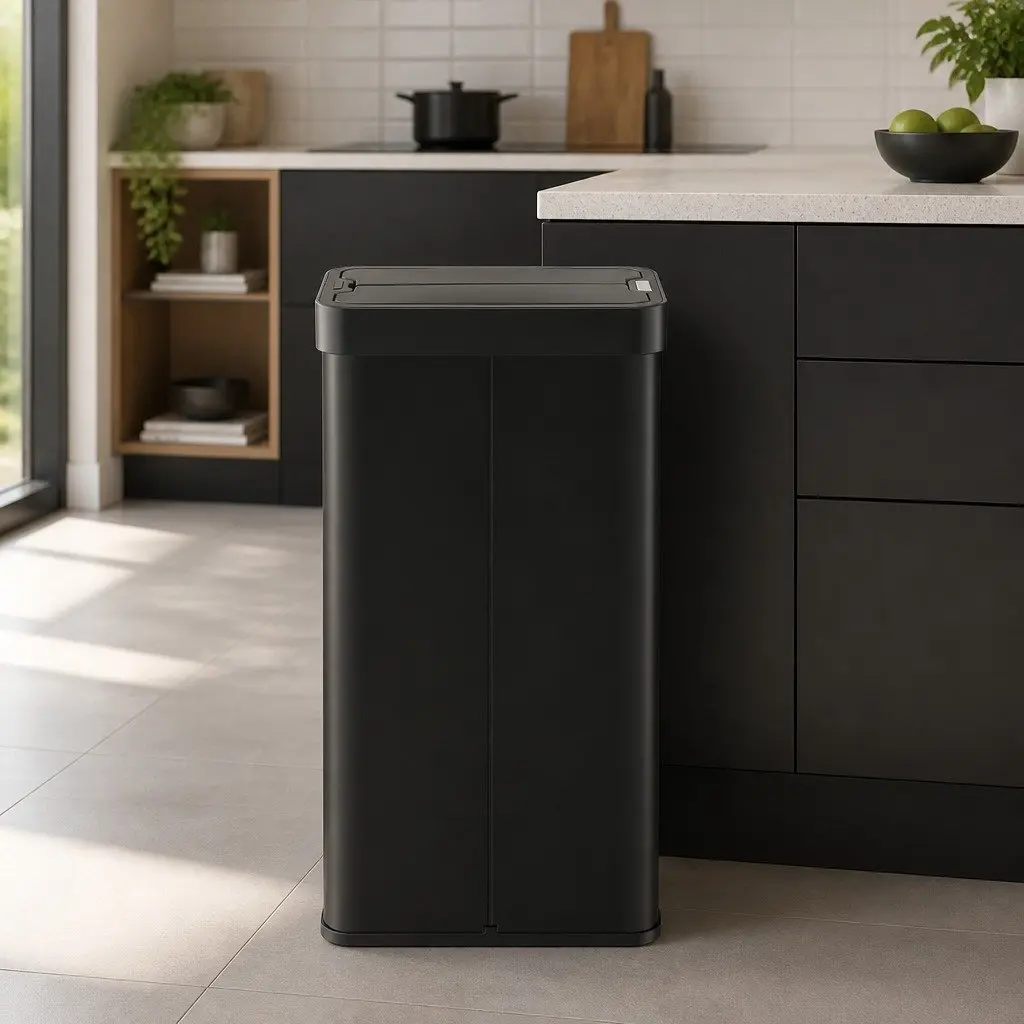 Automatic Sensor Rubbish Bin 70L ABS Stainless Steel Black Touchless Kitchen Waste Garbage Can