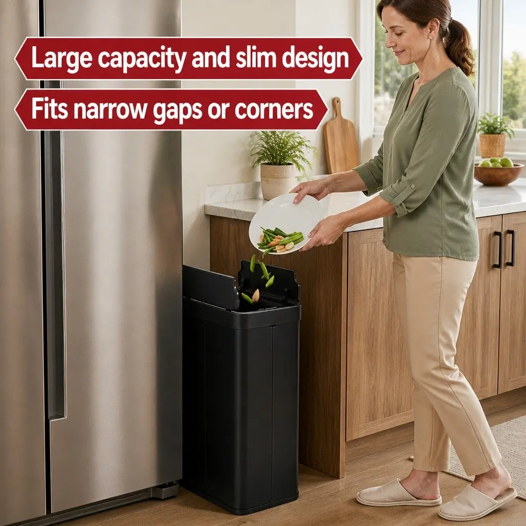 Automatic Sensor Rubbish Bin 70L ABS Stainless Steel Black Touchless Kitchen Waste Garbage Can