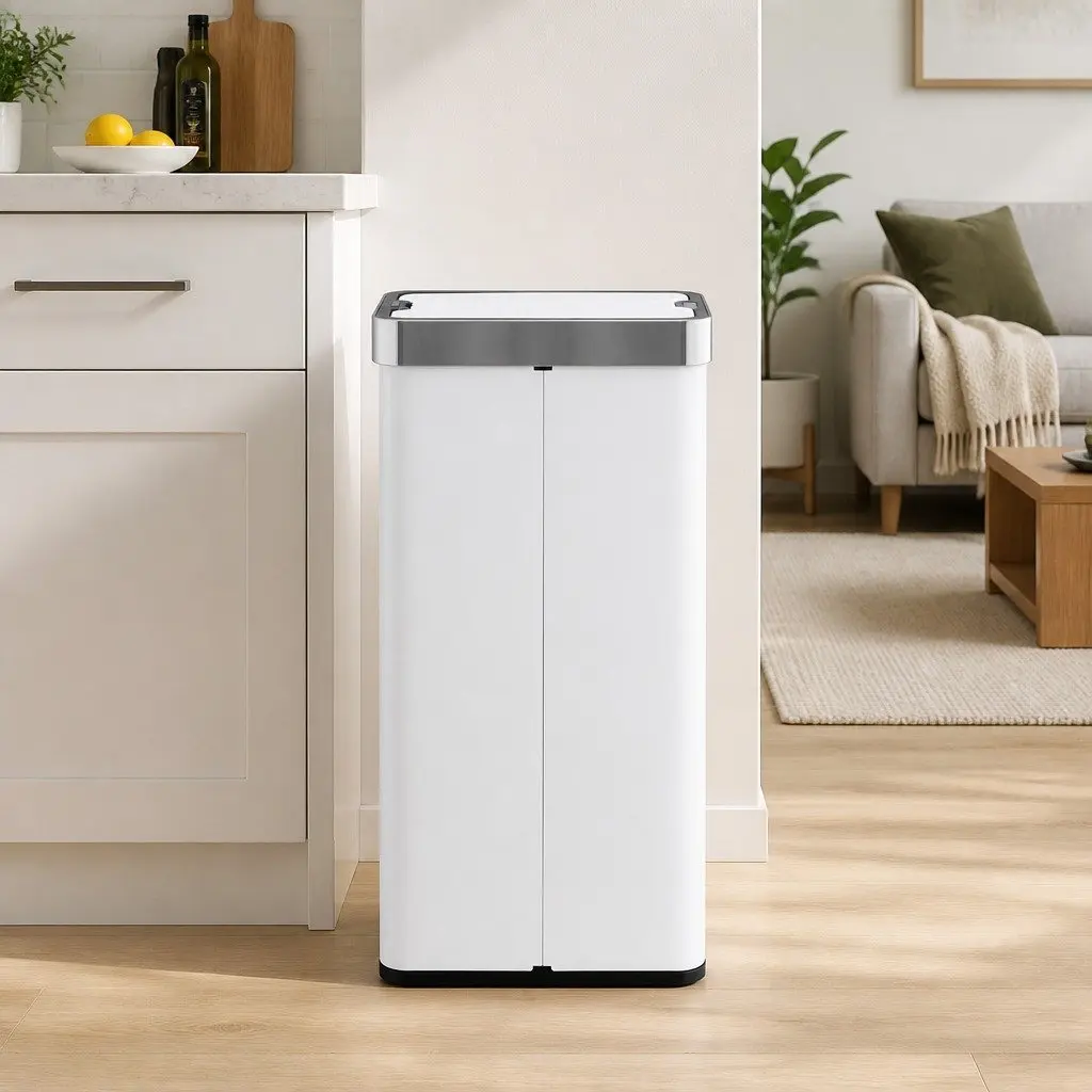 Automatic Sensor Rubbish Bin Stainless Steel 70L White Touchless Kitchen Waste Can