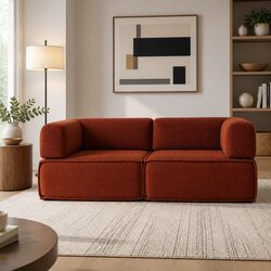 Convertible Folding Sofa Bed Orange 2-Seater Couch Sleeper Chair Corduroy