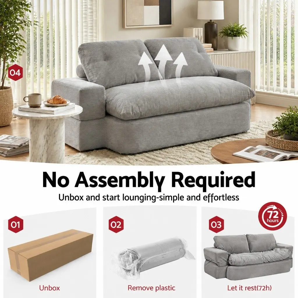 Convertible Folding Sofa Bed 30D High-Density Foam Boneless Couch Corduroy