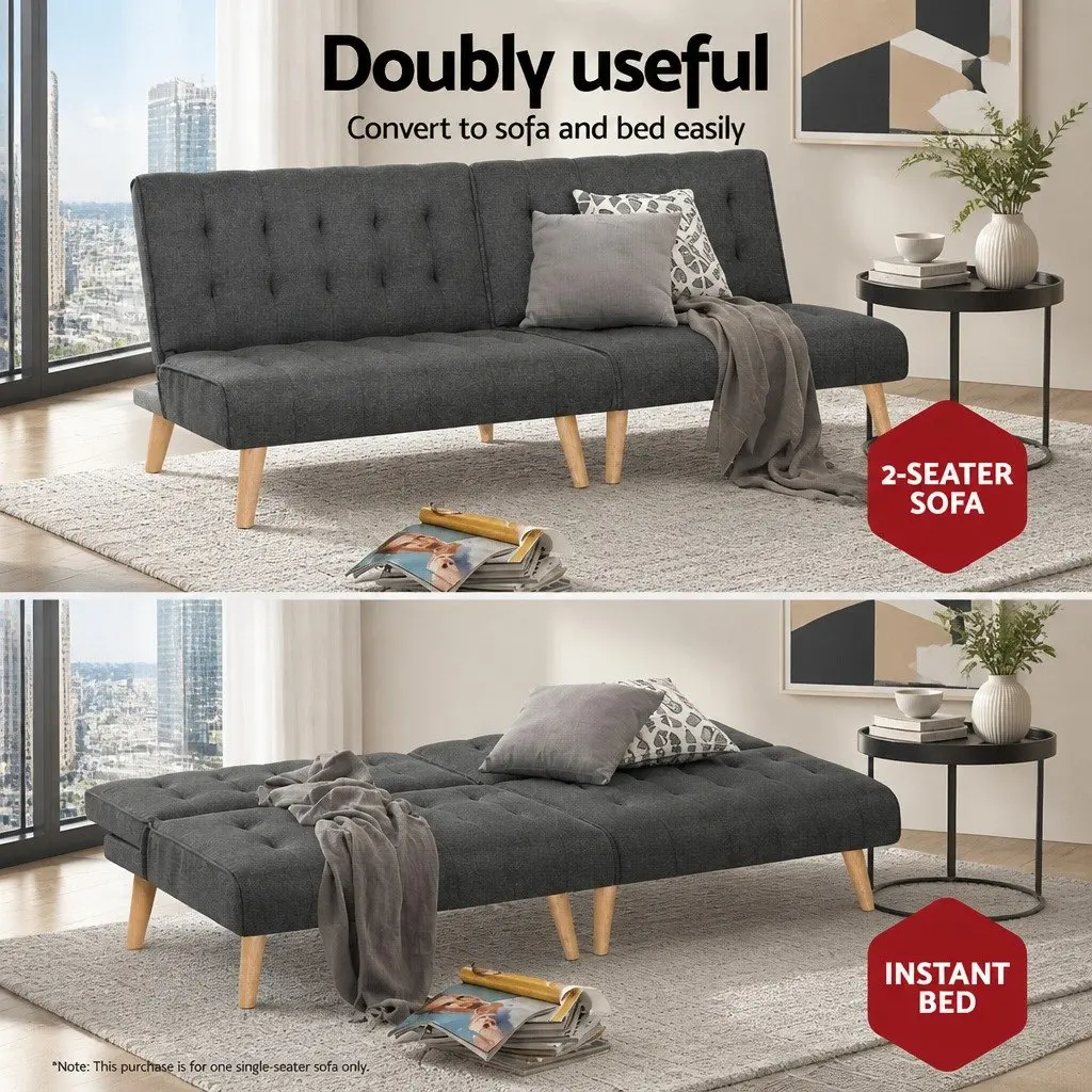 Single Seater Recliner Sofa Bed Faux Linen Grey 85cm x 81cm x 74cm