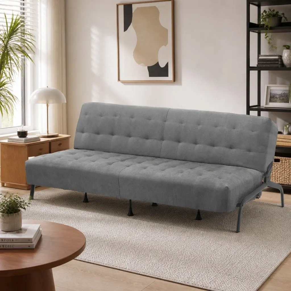 3-Seater Sofa Bed Innerspring Adjustable Couch 1.9m Dark Grey