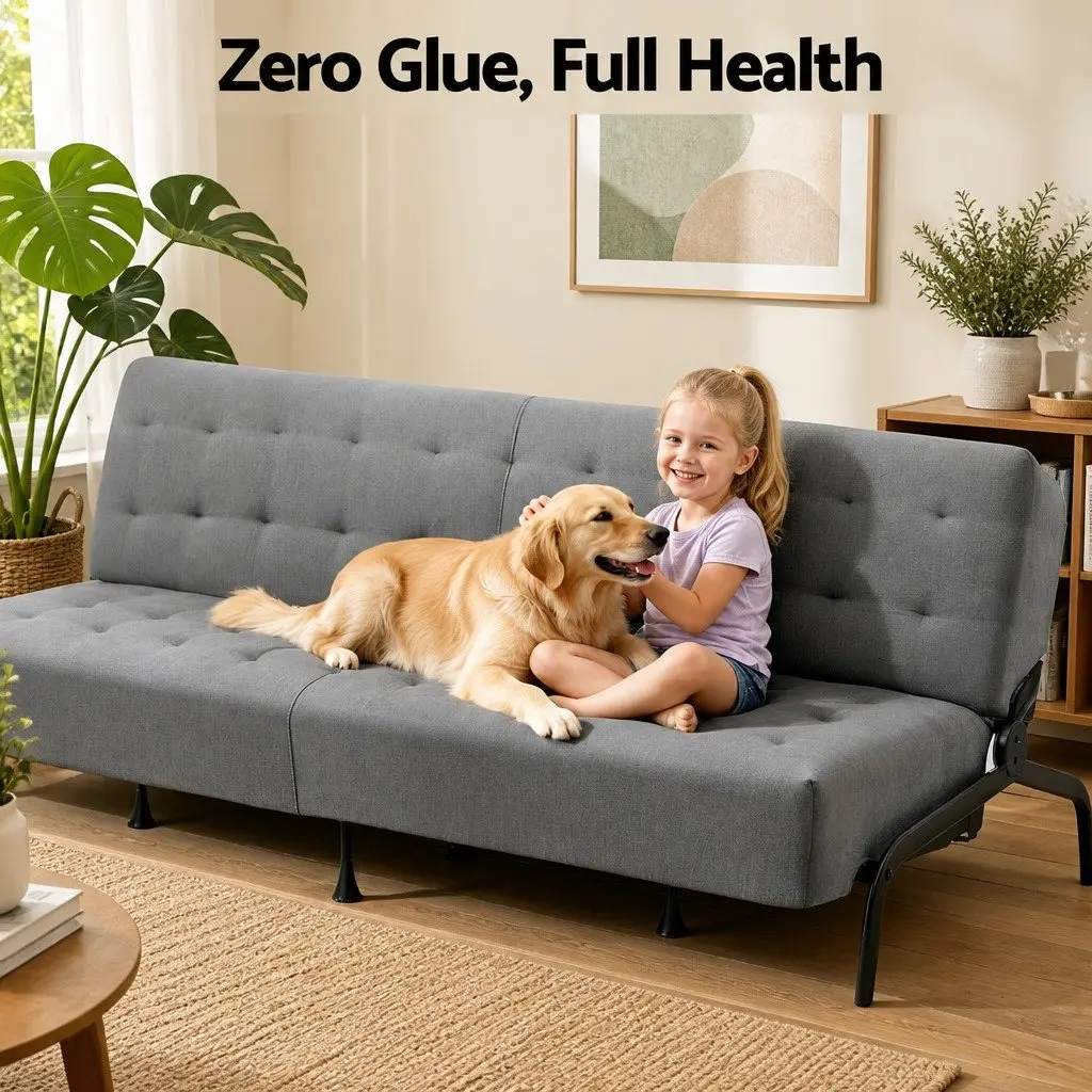 3-Seater Sofa Bed Innerspring Adjustable Couch 1.9m Dark Grey