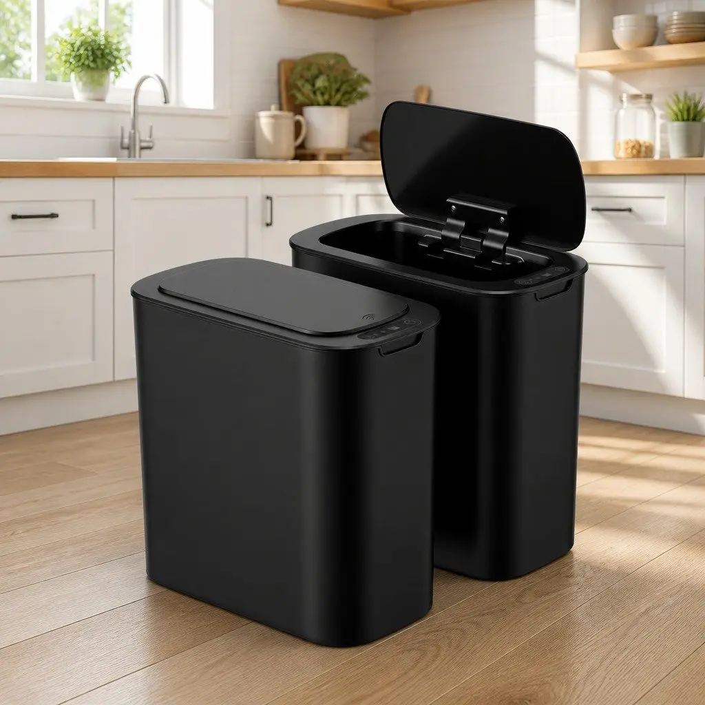 Automatic Motion Sensor Trash Bin PP 11L Black Touchless Kitchen Rubbish Can