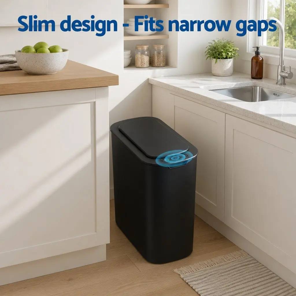 Automatic Motion Sensor Trash Bin PP 11L Black Touchless Kitchen Rubbish Can