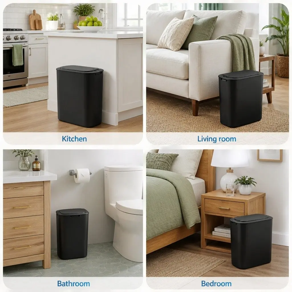 Automatic Motion Sensor Trash Bin PP 11L Black Touchless Kitchen Rubbish Can