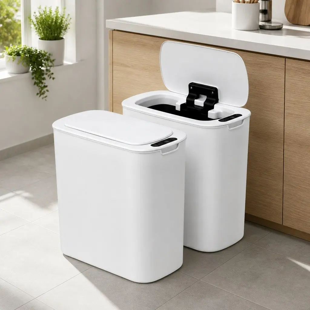 Automatic Trash Bin Motion Sensor 11L Slim White PP