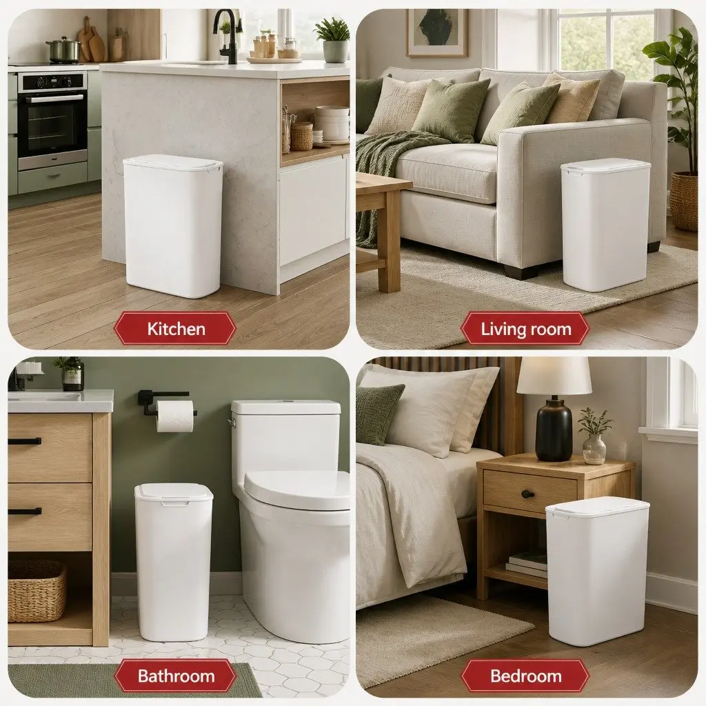 Automatic Trash Bin Motion Sensor 21L Slim White PP ABS