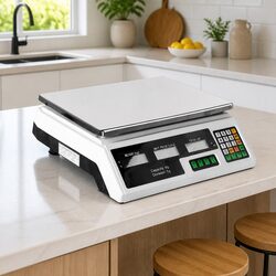 Digital Kitchen Scales 40kg Platform Weighing Scale White LCD Display Tray