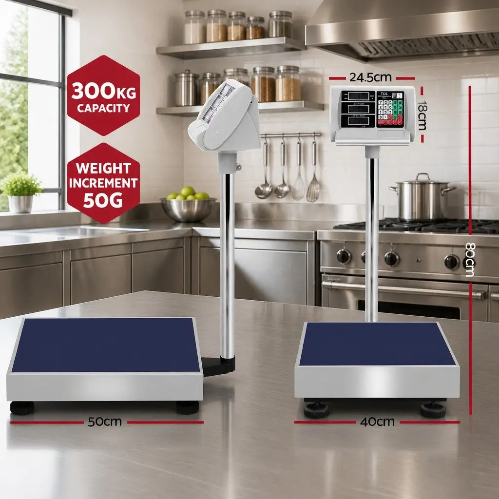 Digital Platform Scale Stainless Steel 50 x 40cm 300KG Black